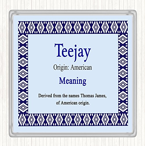 Teejay Name Meaning Drinks Mat Coaster Blue