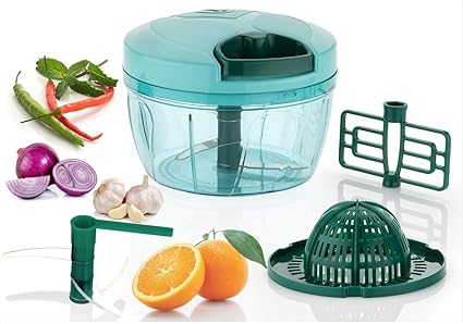 Bharat Imitation Vegetable Chopper with 6 Blades Whisker Blade ( 550 Ml) 3 in 1 (Blue)