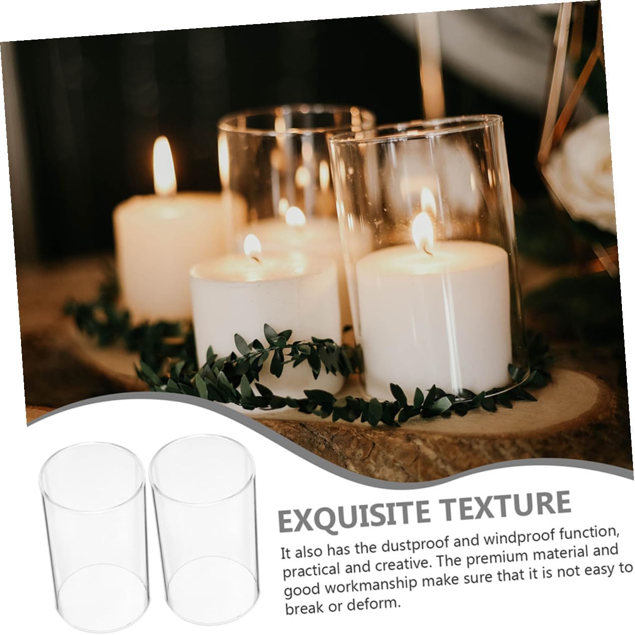 Alipis 2pcs Glass Candle Lampshade Open Ended for Wedding Banquet Desktop Dining Room Decor