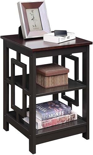 Miniatura 4 de Convenience Concepts Mesa auxiliar cuadrada con estantes, color espresso