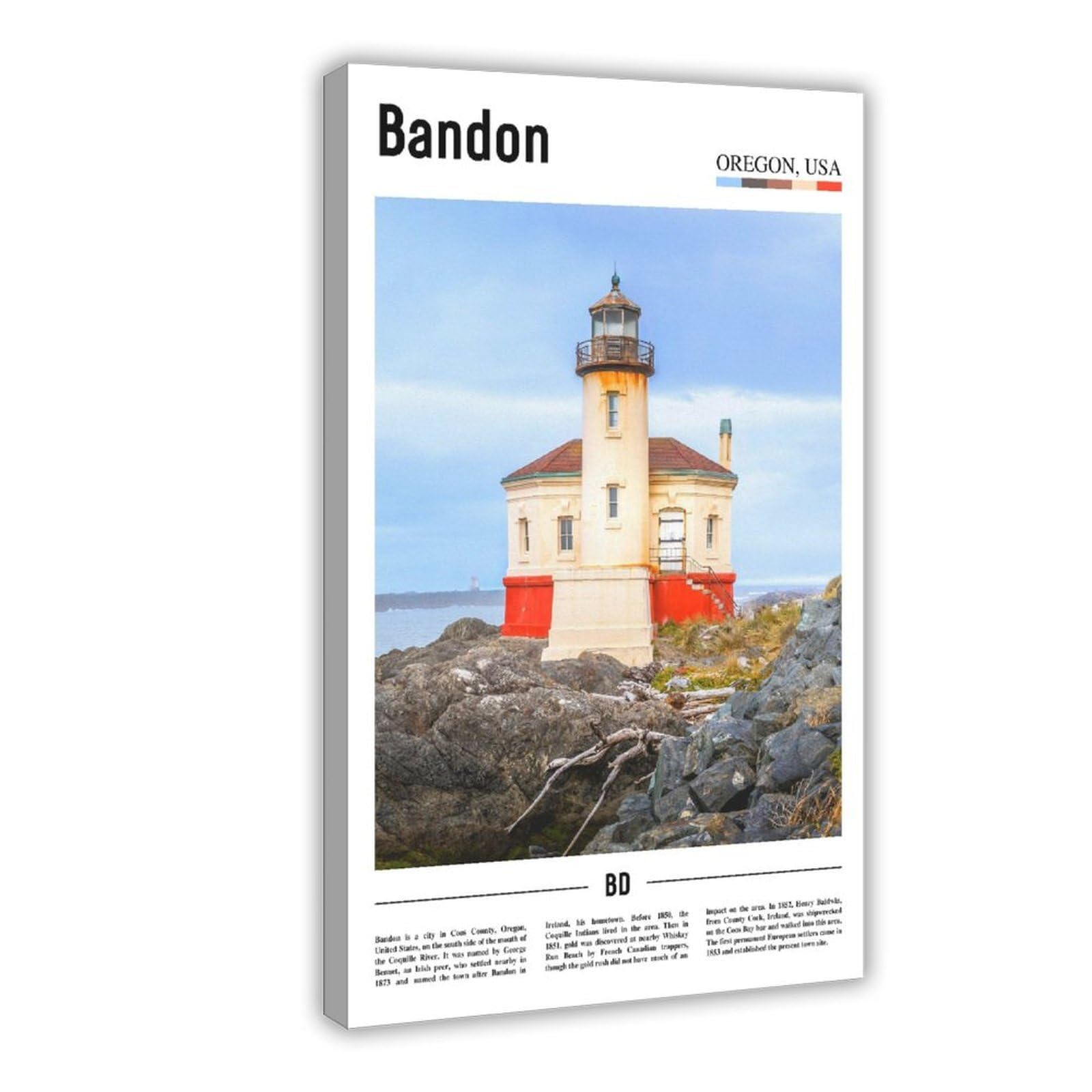 Wcyb Frame Bandon Oregon Lighthouse The United States Of America Scenery Travel Prints Posters Canvas Deco Paintings Wall Art For Office Living Room Hangable Fra
