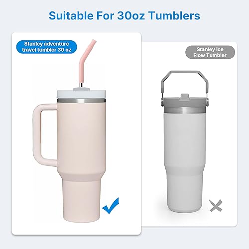 Miniatura 99 de Metal Straw with Silicone Tip for 40oz Stanley Cup, 2 Pcs Stainless Steel Straws Replacement for Stanley 40 oz Adventure Quencher Travel Tumbler