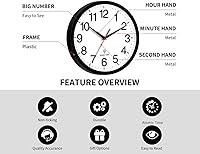 Vista 4 de Atomic Wall Clock, Modern 10 Inch Battery Operated Wall Clocks, Analog Clock for Living Room, Office, Home, Bedroom, Kitchen, Bathroom(Black)