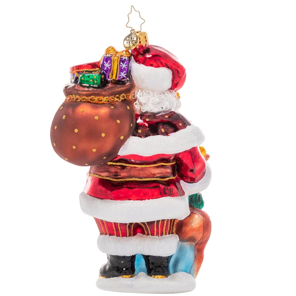 Christopher Radko Hand-Crafted European Glass Christmas Decorative Ornament, A Woodland Walk Santa
