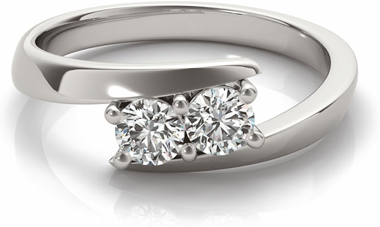 14k Gold Round-Cut Two-Stone Diamond Ring (1/4 cttw, H-I, I1-I2) Size 4-9