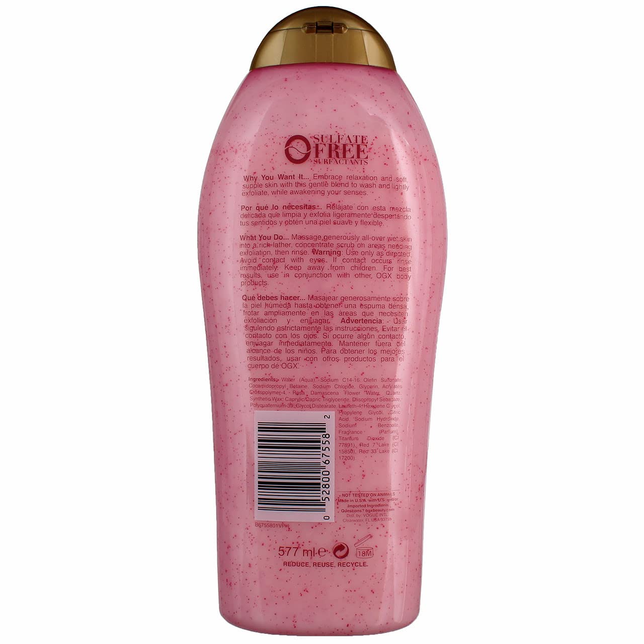 Ogx Body Scrub & Wash Rose Water & Pink Sea Salt 19.5 Ounce (577ml) (Pack of 2)