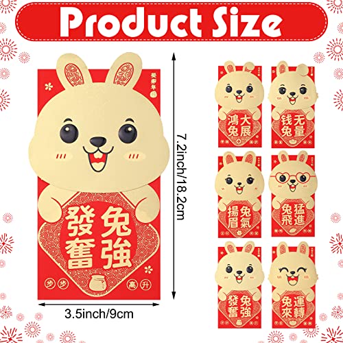 36 Pieces 3.5 X 7.7 Inches Chinese New Year Red Envelopes 2023 Rabbit Year Hong Bao Lucky Money Pockets Rabbit Year Red Packets For Spring Festival Wedding Birthday, 6 Styles (Bunny) #TOP1