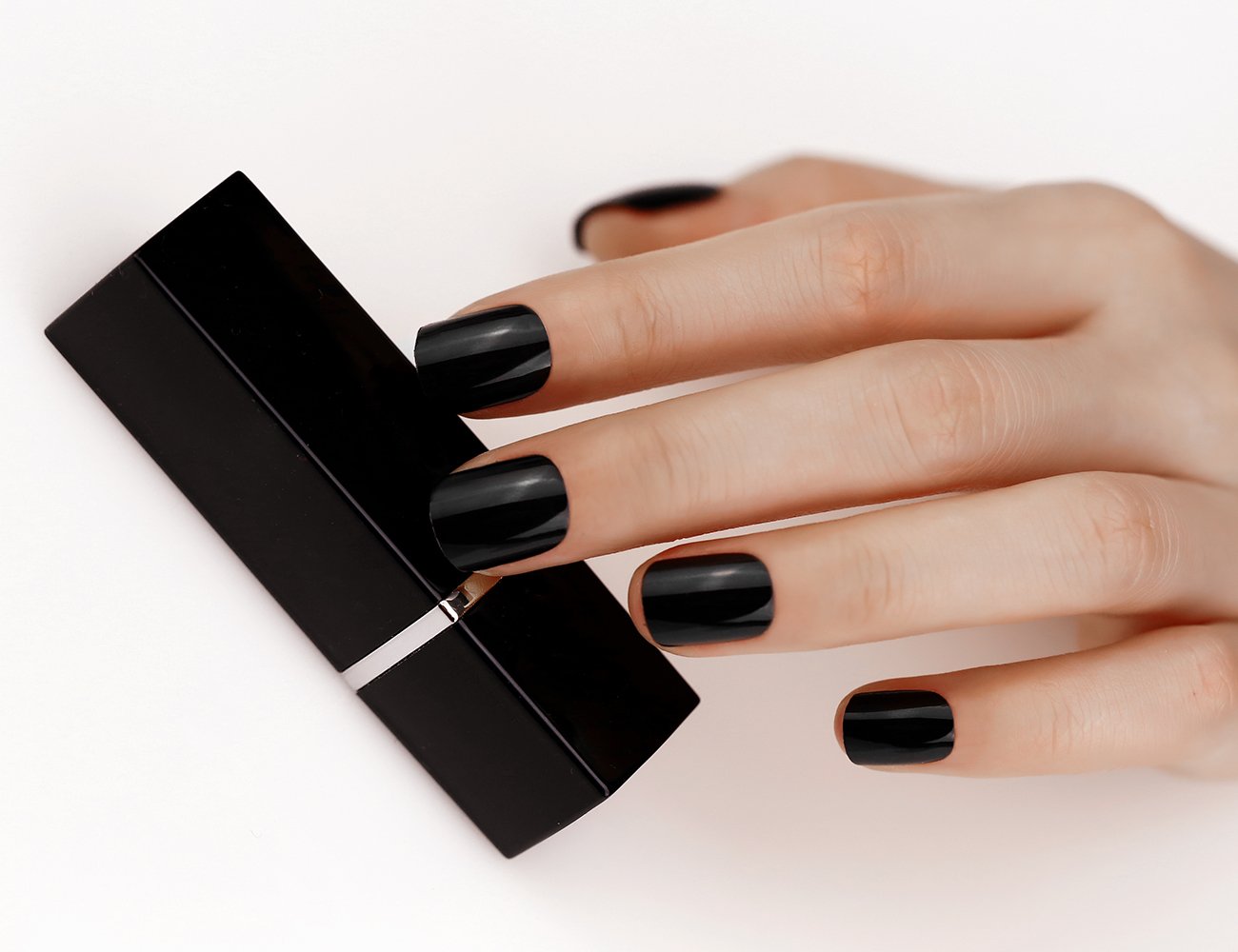 ArtPlus Preglued 24pcs x 3 (3-Pack) Mirror Black Press on False Nails Full Cover Short and Small with Upgraded Super Adhesive Tabs on and 2g Spare Glue Fake Nails Kit