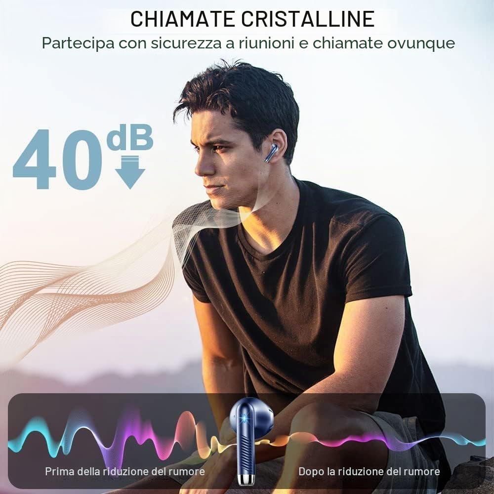 Drsaec Cuffie Bluetooth 5.4, In Ear Senza Fili con Bass Profondi 6D, 2026 Nuove Cuffie Senza Fili con 6 Microfoni ENC, 42 Ore di Cancellazione del Rumore, USB-C, Impermeabili IP7, Cuffie Sportive