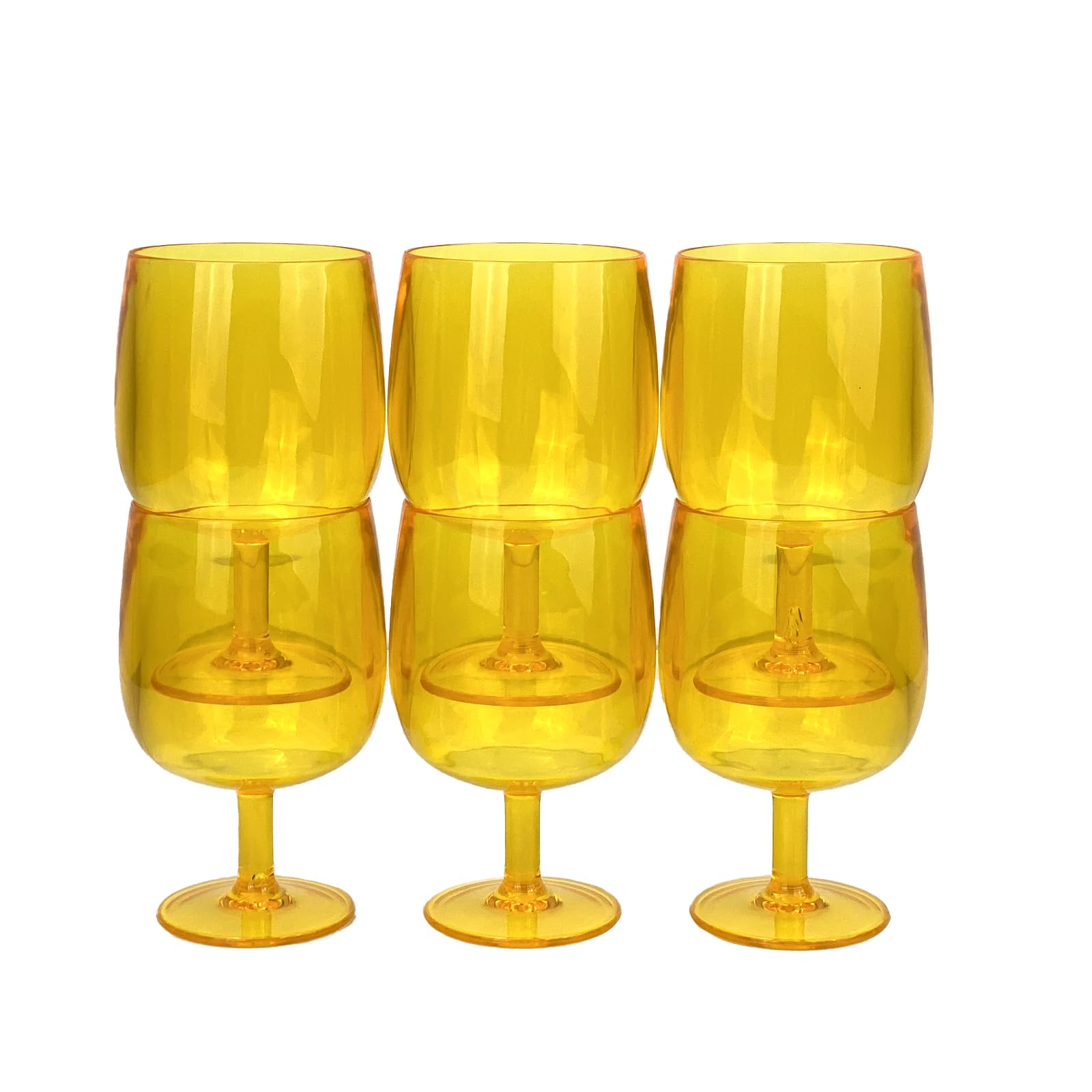 Yalin Set of 6 Unbreakable 12 oz Acrylic Plastic Wine and Water Tumbler Stackable Goblets. (Yellow, 12 oz) - Image 4