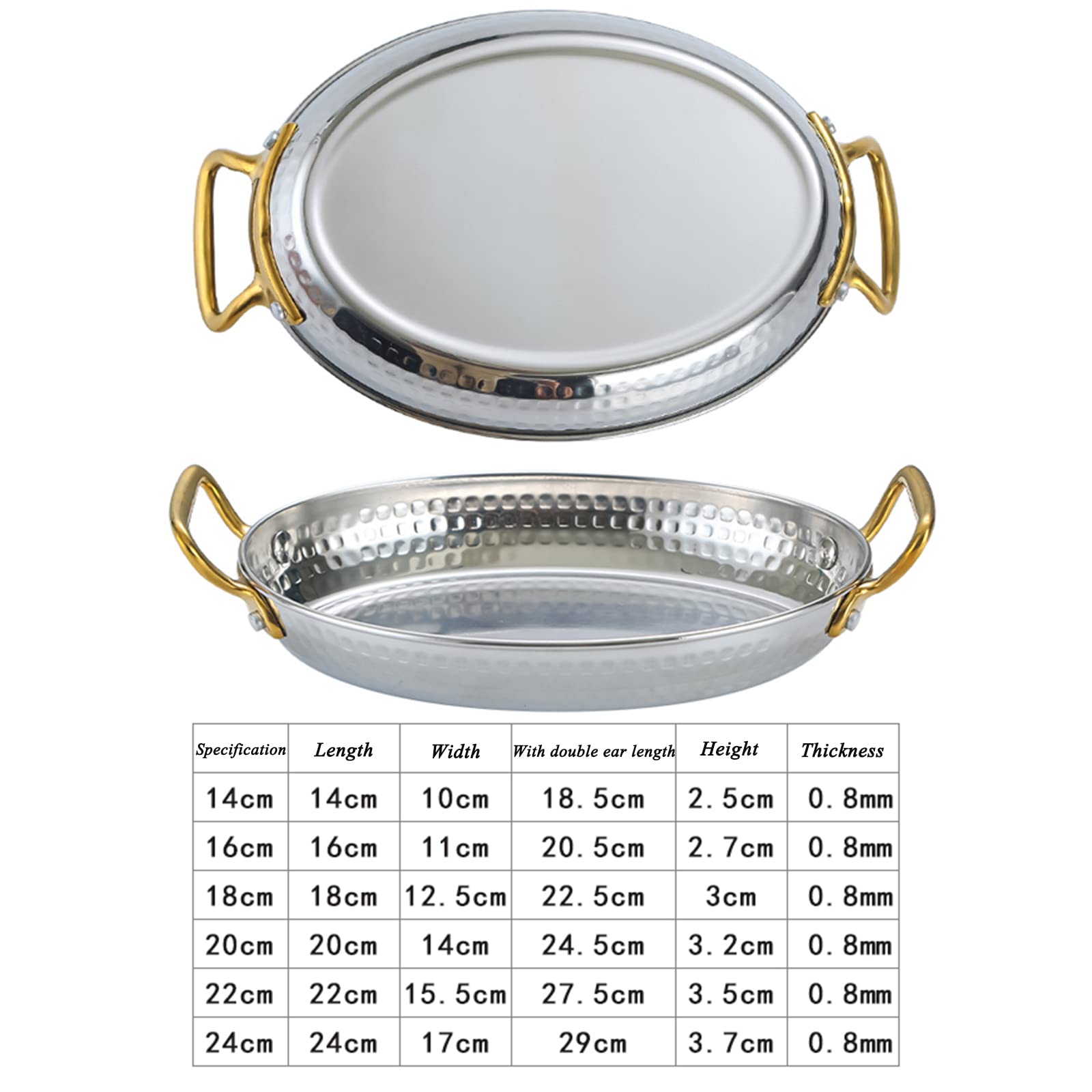 Ellipse - Plato ovalado de acero inoxidable para barbacoa, aperitivo, servicio de alimentos, apto para lavavajillas (16 cm, plateado)