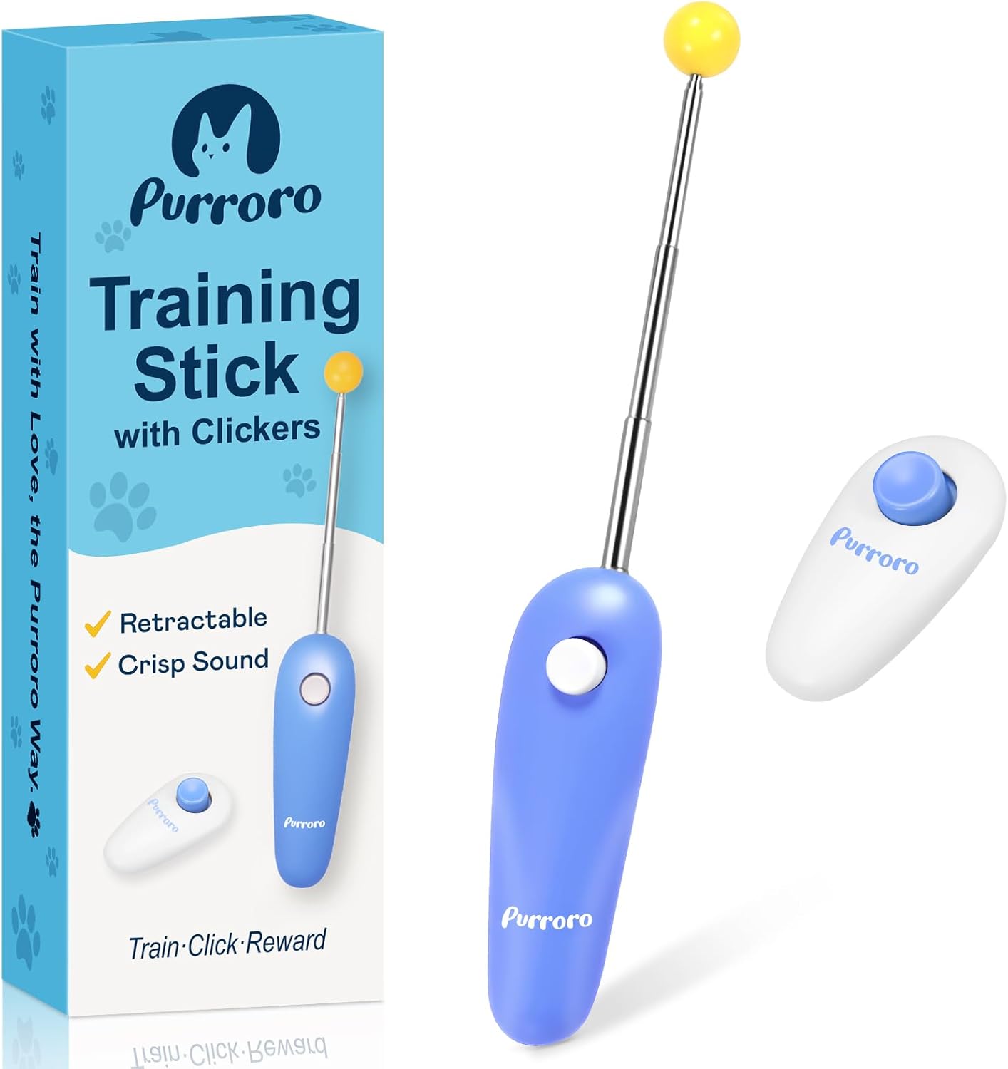 Cat Training Clicker Kit – Includes Finger Clicker and Target Stick – Perfect for Positive Reinforcement, Behavior & Obedience Training Indoors & Outdoors – Suitable for Dogs, Birds & Small Pets