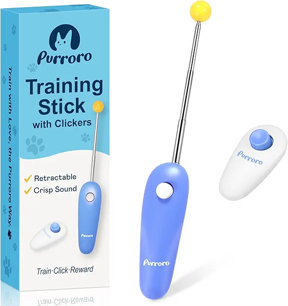 Cat Training Clicker Kit – Includes Finger Clicker and Target Stick – Perfect for Positive Reinforcement, Behavior & Obedience Training Indoors & Outdoors – Suitable for Dogs, Birds & Small Pets