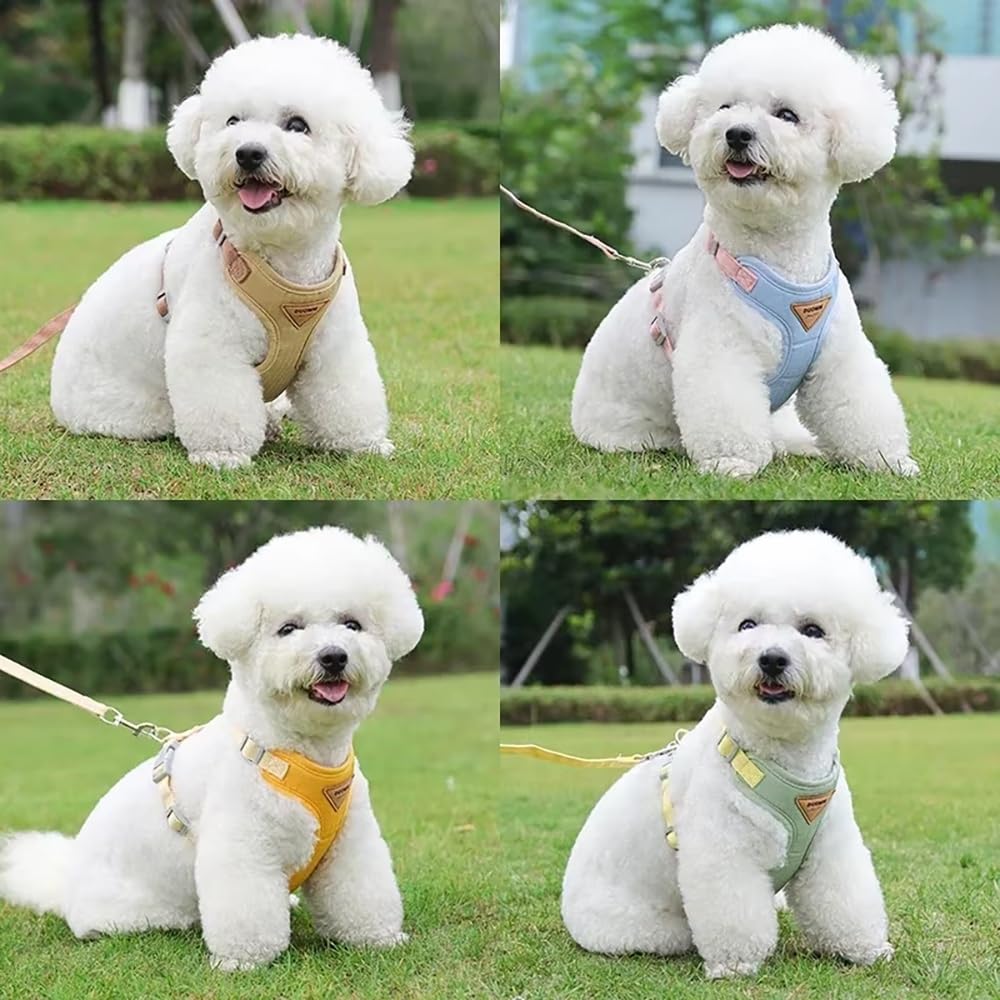 Harnais De Marche Léger for Animaux De Compagnie | Tissu respirant, conception sans traction, adapté aux variétés de petite et moyenne taille(Yellow,Large)