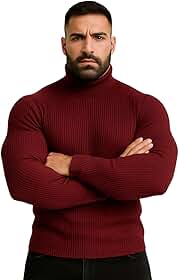 Blusa Cacharrel Masculina Gola Alta Canelada Manga Longa Suéter Casaco