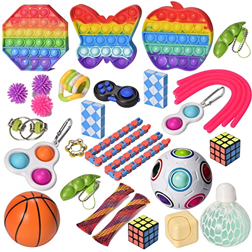 Ganowo Fidget Toys, Sensory Toys for Kids Teens Boys Girls Students, Fidget Packs for Birthday Party Favors, Stocking Stuffer, Classroom Rewards Prizes, Goodie Bag Fillers (Set of 30)