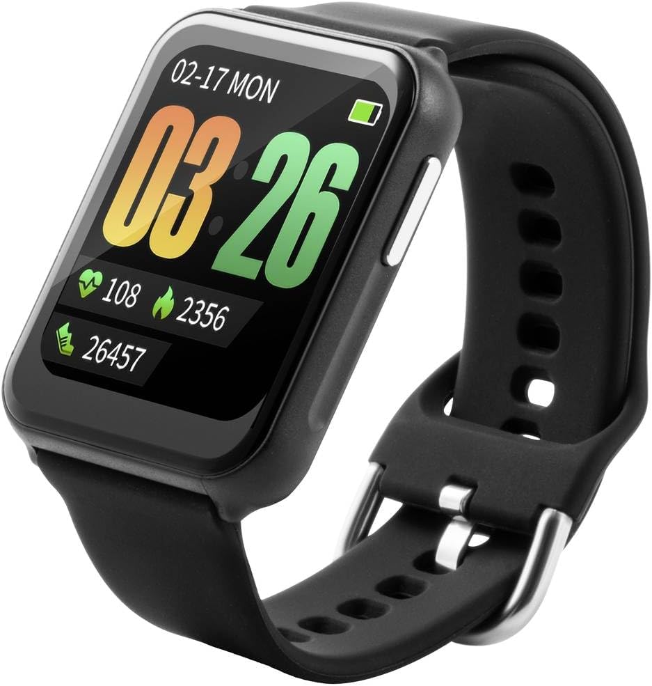 Technaxx Smartwatch fitness watch with 1.69 inch display TX-SW7HR with fitness tracker, blood pressure, body temperature, calorie counter, sleep tracker, SMS, Whatsapp function, etc.