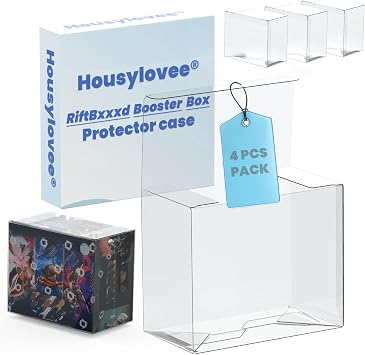 PET LOL TCG Boxs Case Protectors for Riftbound TCG 4 Pack -Version 2- 0.50mm Thick Clear Display Box for League of Legends Booster Box - Rbd Origins&Spiritforge Display Case Pack of 4
