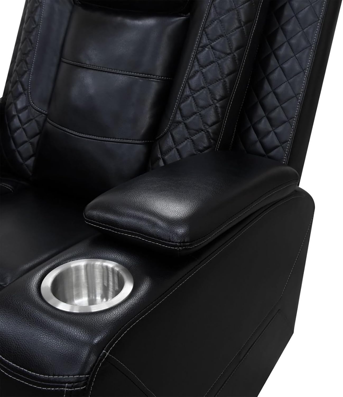 1PCS Power Recliner Sofa Chair,Luxury Home Theater Seating Game Movie Seat,USB Port,Read Light,Cup Holders,Center Console, Faux Leather for Living Room,Media Rooms & Bedroom Black