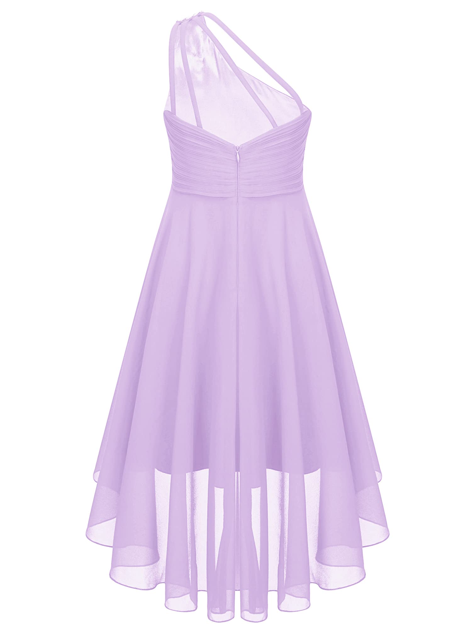 TiaoBug Enfant Fille Robe Princesse Soirée à Perles Une Épaule Plissé Robe Demoiselle d'honneur Mariage Cérémonie Robes de Bal Carnaval Fête 6-16 Ans
