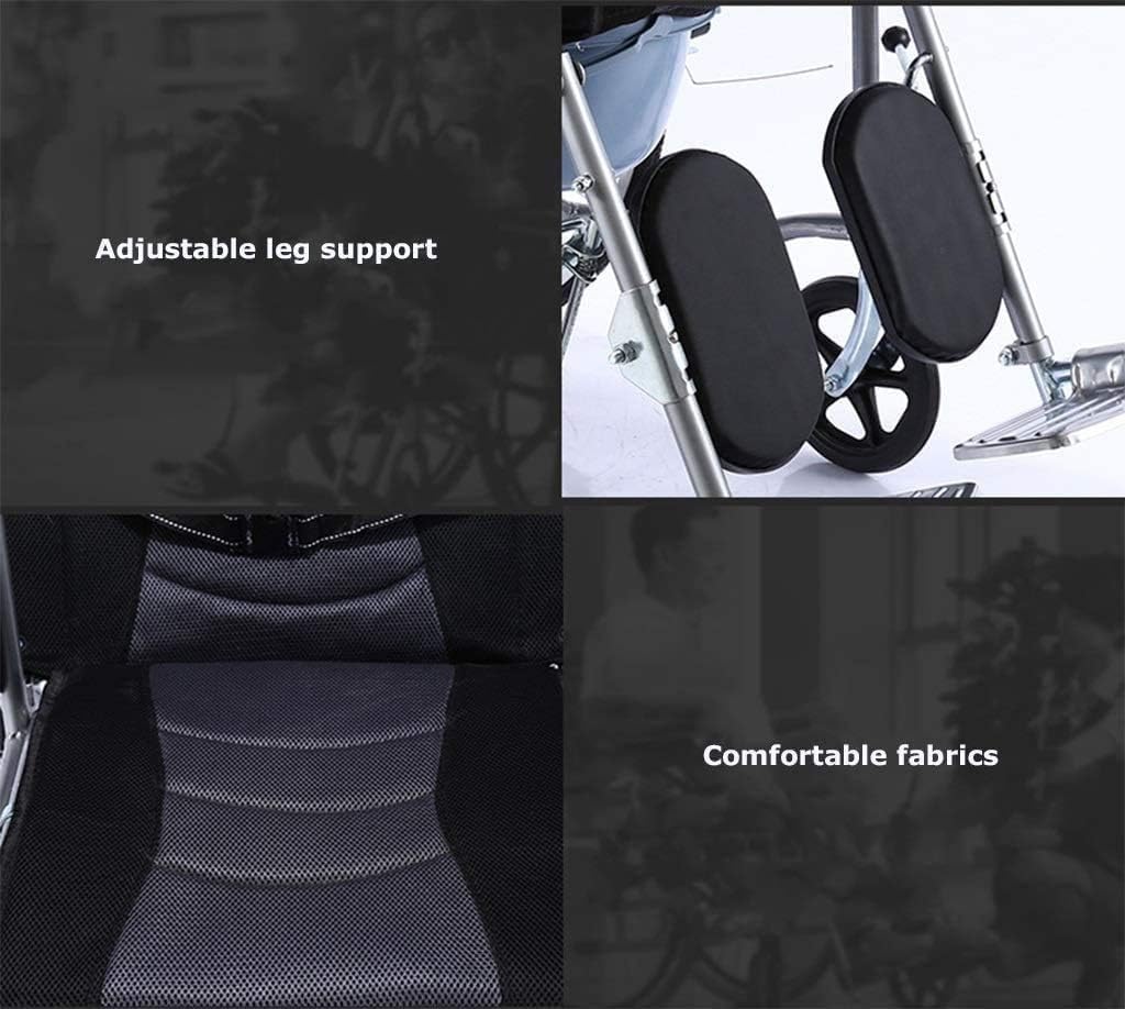 Silla de Ruedas Ligera y Plegable, Reclinable en 6 Posiciones Ajustables, Confortable Respaldo Abatible, Brazo y Pata de Elevación, Doble Freno de Mano de Acero Alto Carbono