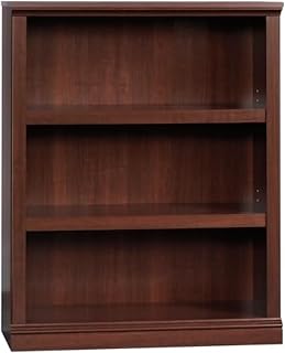 Sauder 3-Shelf Adjustable Bookcase, Select Cherry Finish - Versatile Home Storage for Books, Decor & Office