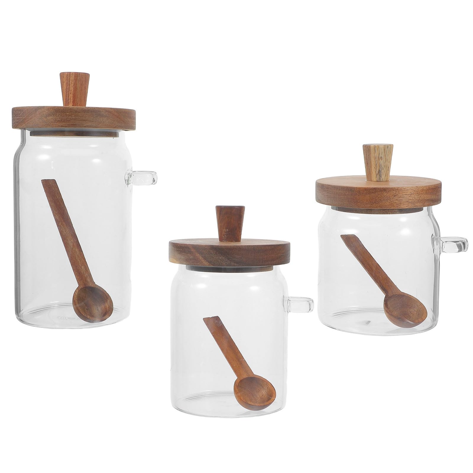 Recipientes de vidrio para detergente en polvo con tapa de madera botes de lavandería 400-900ml 1