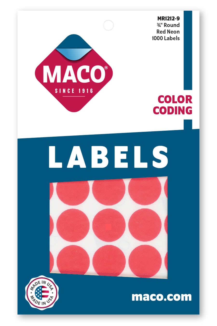 Snapklik.com : MACO Neon Red Round Color Coding Labels, 3/4 Inches In ...