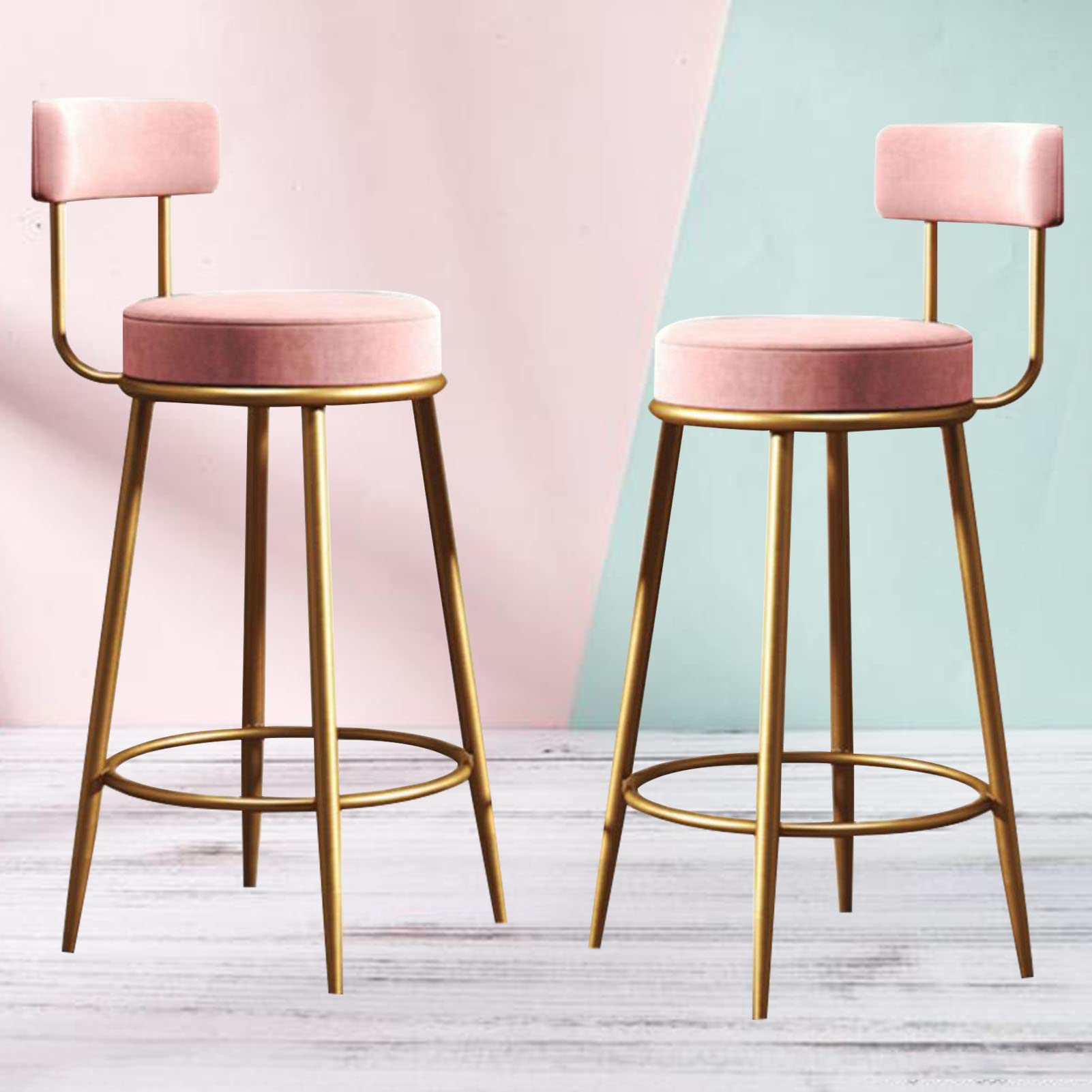 Tabourets de bar roses lot de 2 pour îlot de cuisine élégant