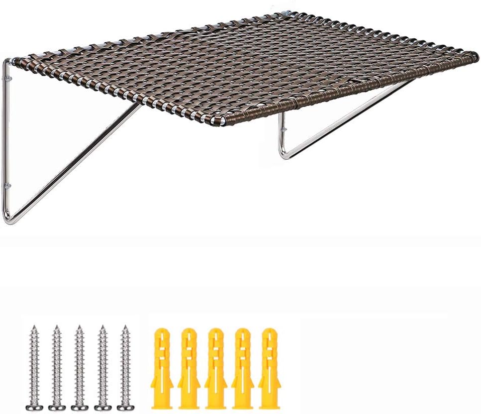 Purife Wall Mount Cat Perch for Large Cat - Rattan Weave Hand Crafted Cat Wall Shelves, Strong Cat Window Sill Perch, Cat Hammock Bed, Cat Wall Furniture for Climbing Relaxing and Playing