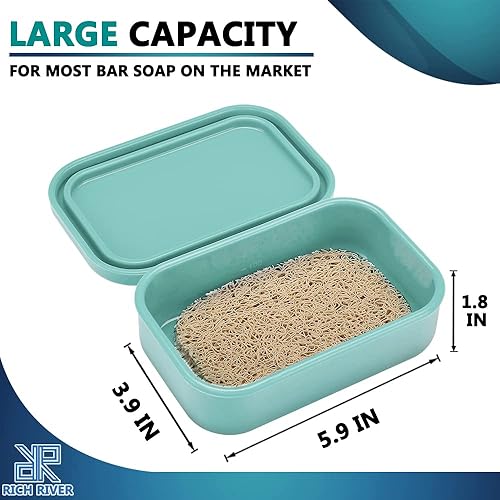 Miniatura 7 de Jabonera de viaje con tapa, contenedor de jabón de barra de tamaño estándar, caja de jabón a prueba de fugas con capa de drenaje extraíble, jabonera