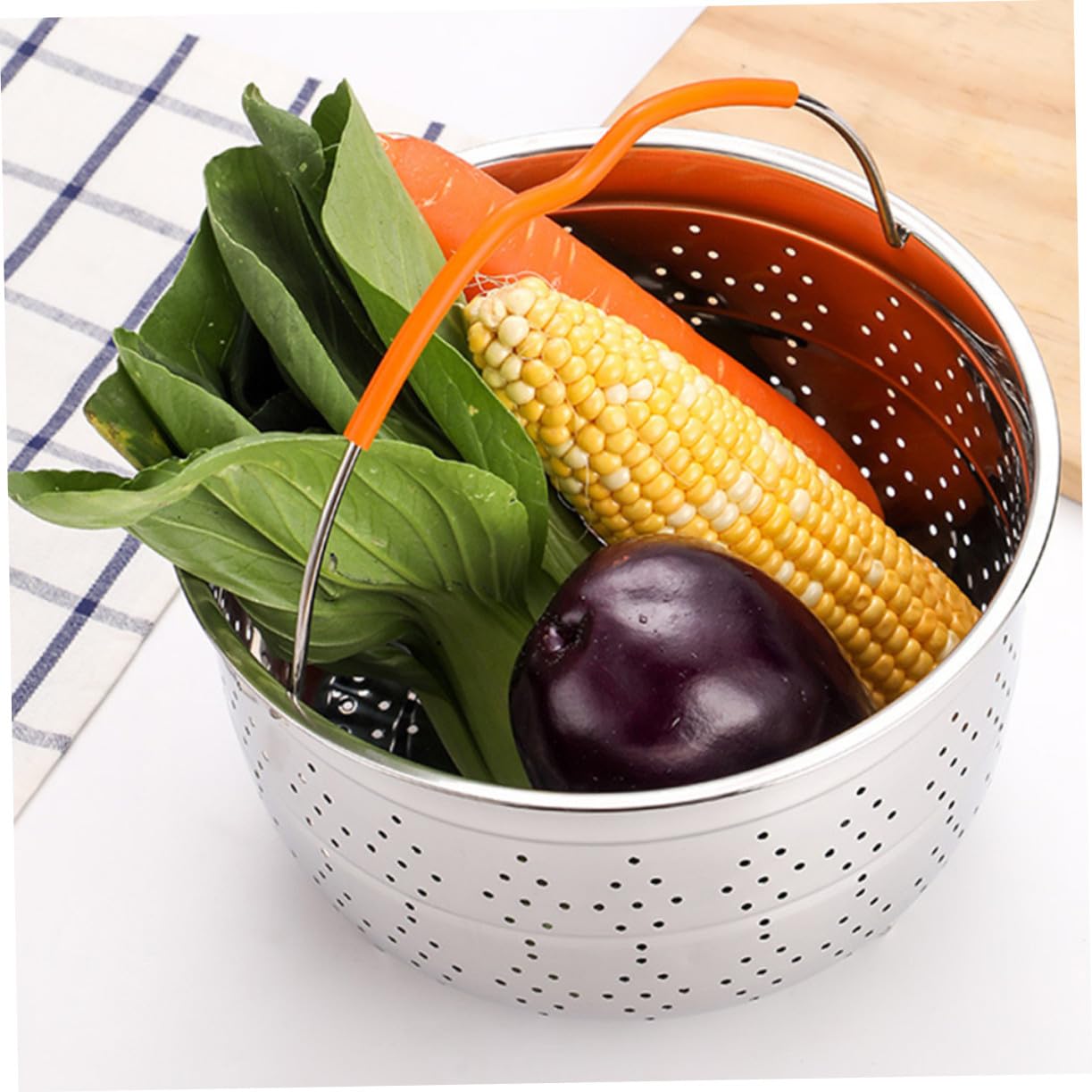 Cesta de Vapor de Acero Inoxidable Asa para Cocinar Verduras