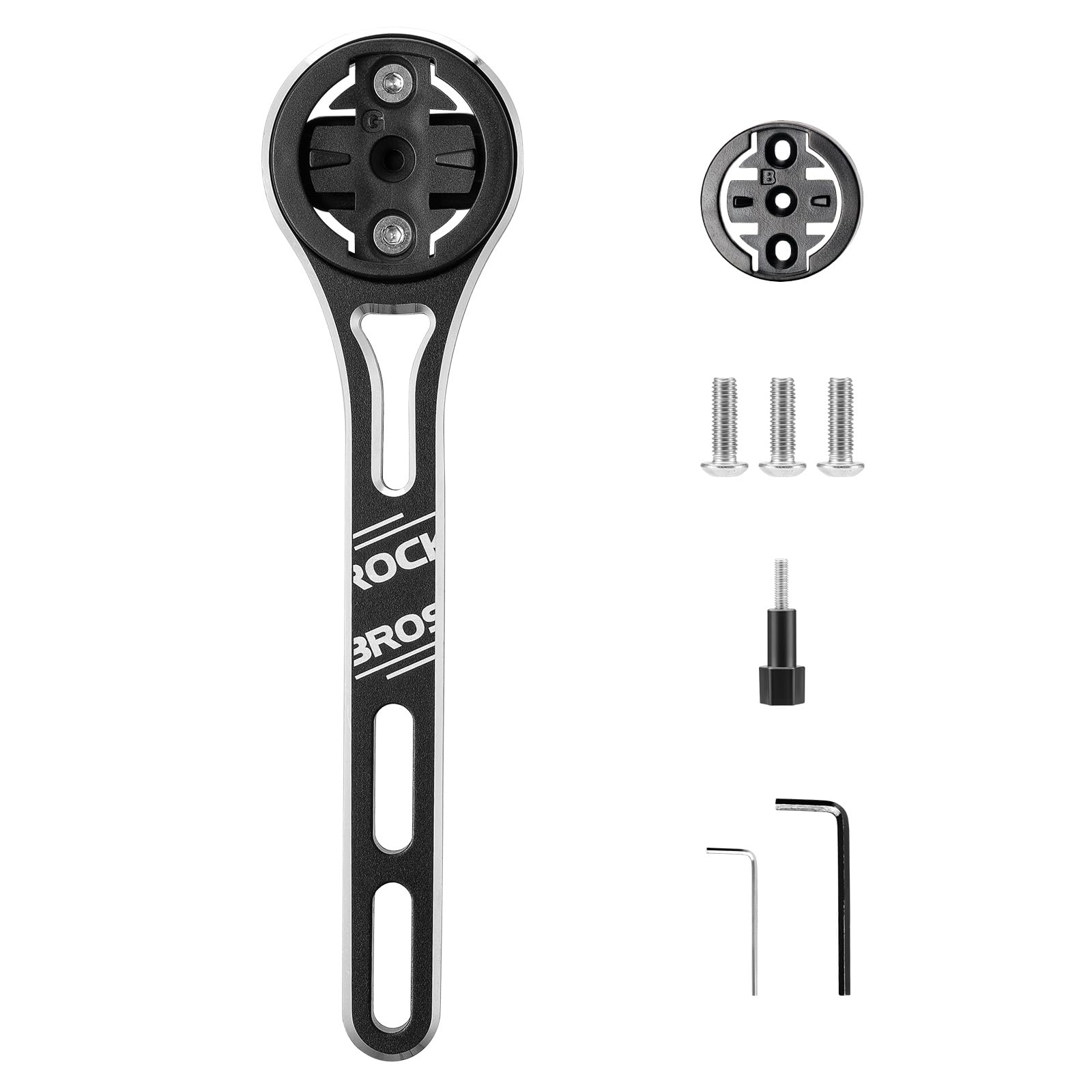 ROCKBROS Aero Bike Computer Mount Aluminum Out Front Road Bike Computer Extended Lightweight Handlebar Mount Compatible With For Garmin,Bryton, Action Cameras, Lights 45g
