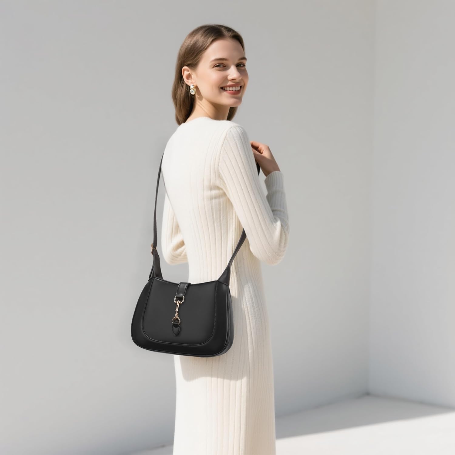 Keyli Vegan Leather Shoulder Bag for Women Small Shoulder Purses Top Handle Handbags with Adjustable Strap - Image 6