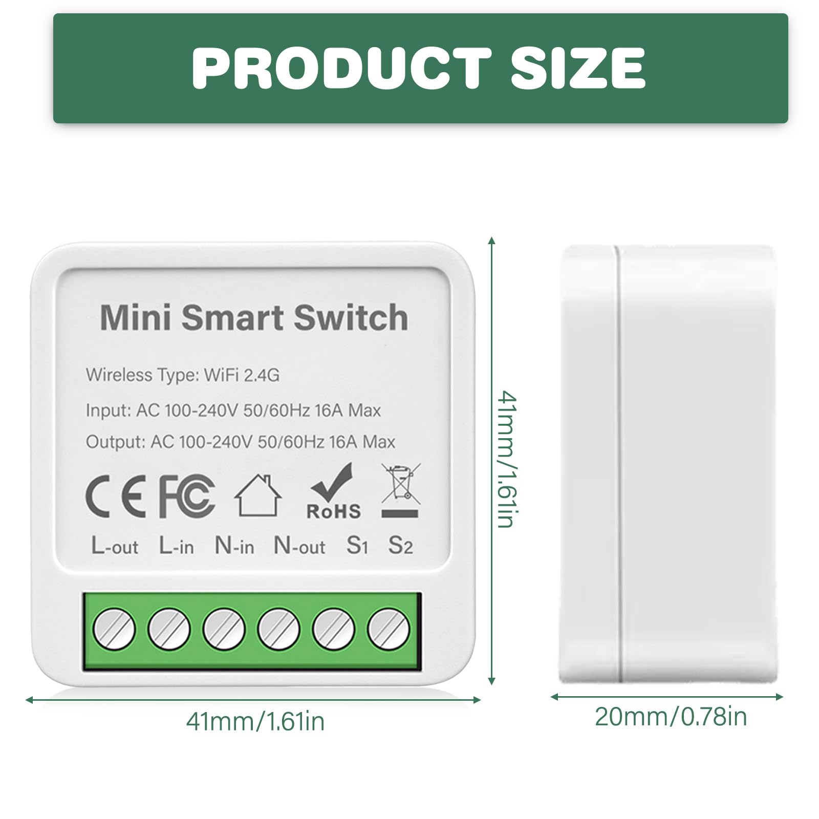 GAOUTO Lot de 6 modules intelligents - Mini interrupteur Wi-Fi 2 voies - Compatible Alexa et Google Assistant - Interrupteur Smart Life - Conducteur neutre nécessaire