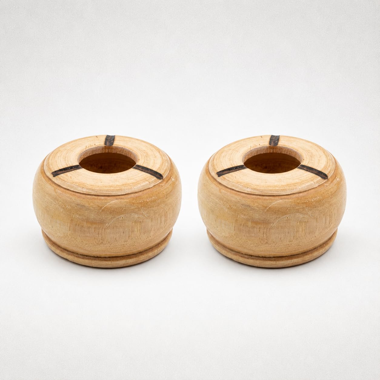 Pack of 2 Handcrafted Wooden Ashtray for Cigarettes & Cigars – 10cm Round Solid Hardwood Ash Tray with Dark Contrast Inlays & Deep Well, Stackable Decorative Ash Holder for Home, Desk, Patio & Lounge-image-8