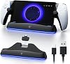 Base de carga para PS Portal (compatible con fundas, negro) | Conector magnético USB-C, 7 modos de luz RGB, base estable, accesorio práctico de carga para PlayStation Portal 1