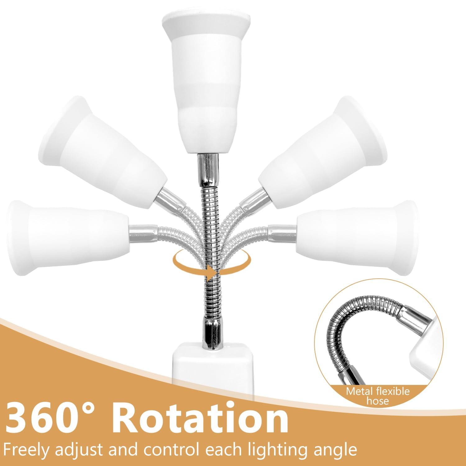 Portalampada E27 Con Interruttore - Adattatore Per Presa, Braccio Flessibile 360°, Per Camera, Cucina, Lettura - Foto 5