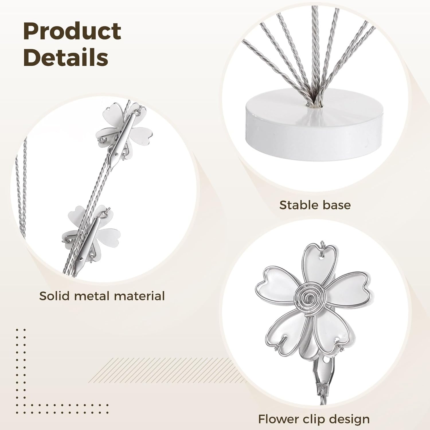 Generic Photo Metal and Note Holder Creative, Blossom Cherry Design, 8 Clips Flower, White Base, Inches 10.4 Tall, Ideal for Students and Colleagues Gift