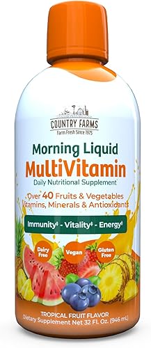 Country Farms Multivitamínico líquido, vitaminas y minerales para apoyo inmunológico y energía, mezcla de hierbas, vegano, multivitamínico para
