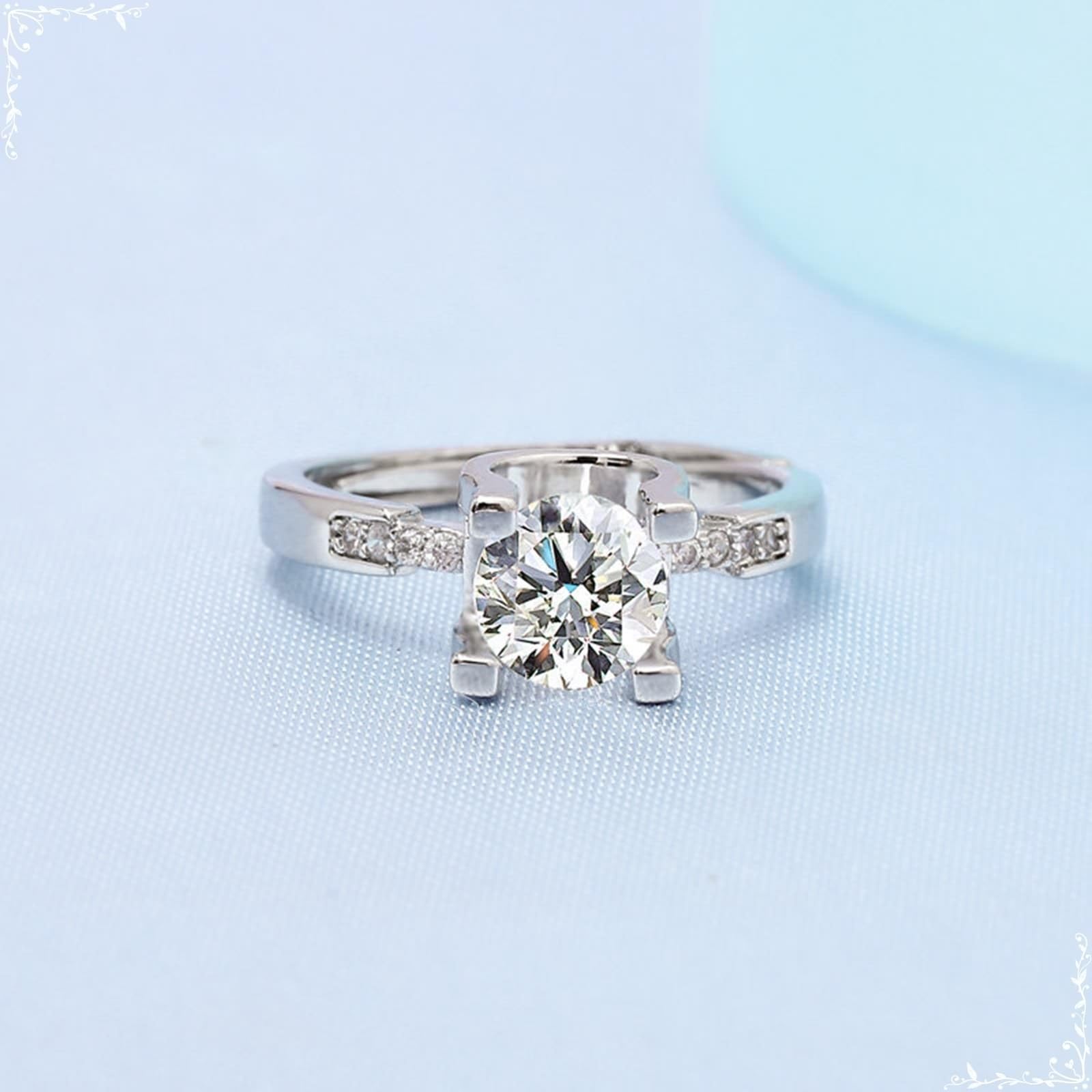 Obrączki ślubne Moissanite białe złoto obrączka ślubna kobiety 18K cztery pazury z cyrkonią rozmiar H 1/2 moda dla pań biżuteria na Święto Dziękczynienia