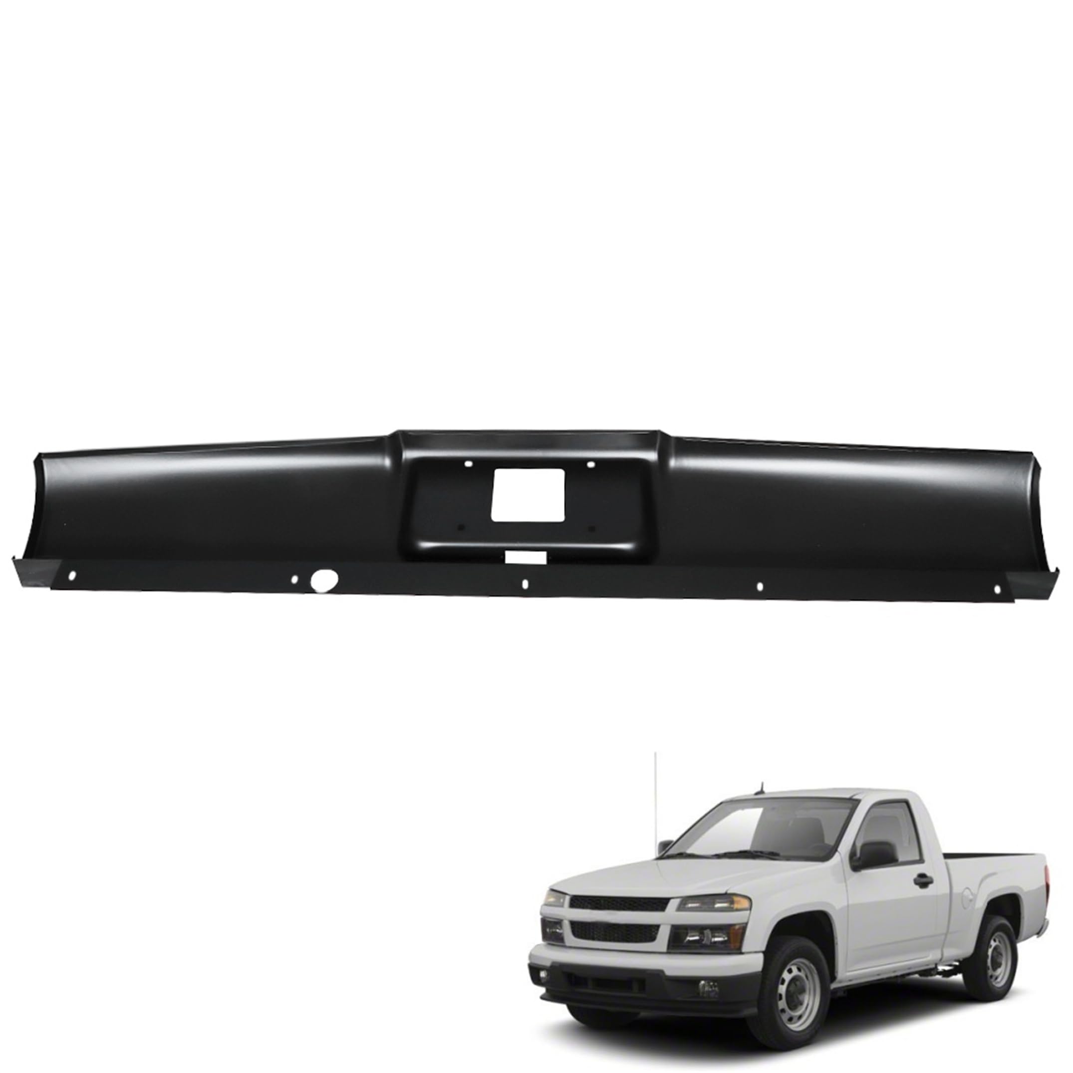 atvwrlod Steel Rear Bumper Roll Pan Replacement for Colorado Canyon Fleetside 2004 2005 2006 2007 2008 2009 2010 2011 2012 with License Plate Light