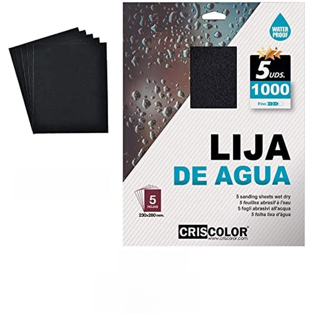 Criscolor Abrasivo Ad Acqua Grana 1000, Confezione da 12 Blister da 5 Unità