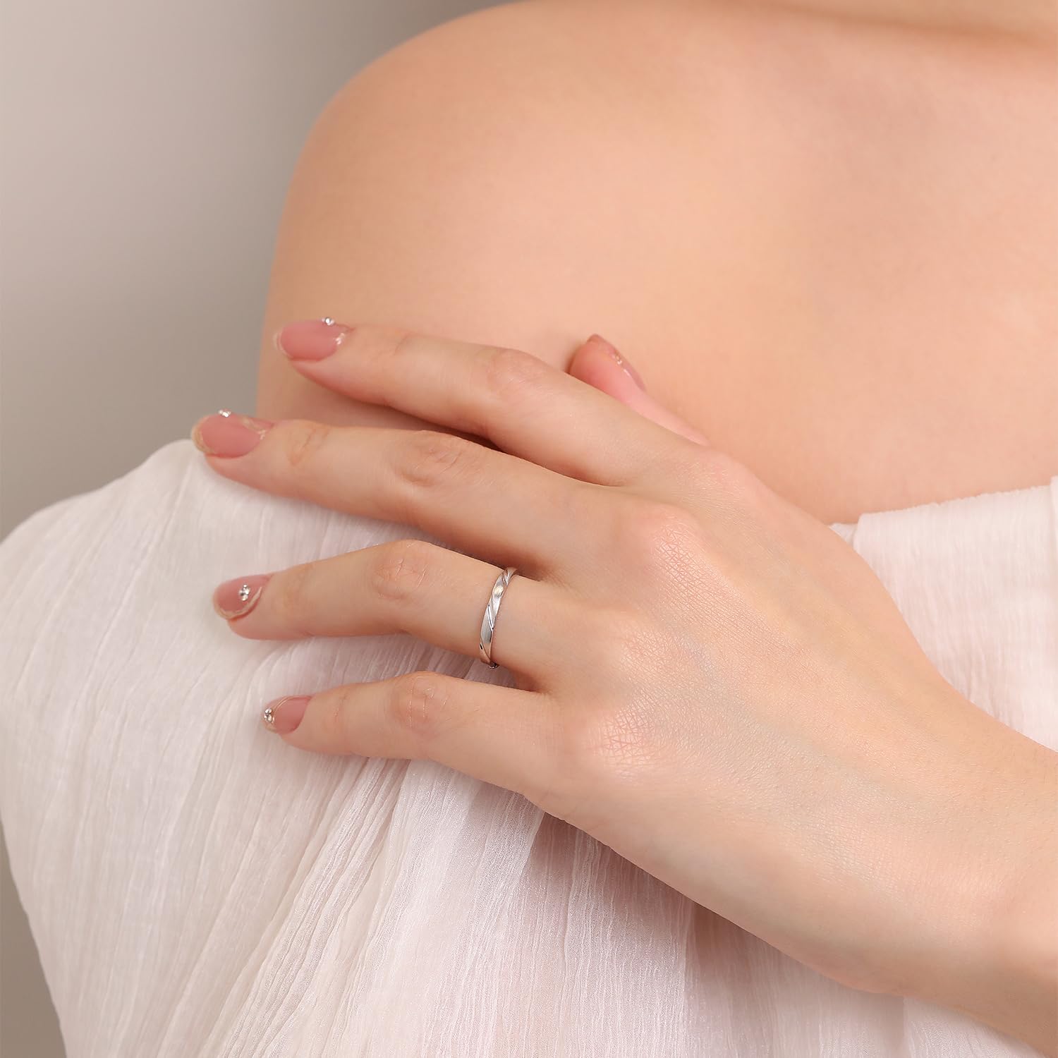 Meissa Alianzas de Plata Pareja Anillo de Compromiso y Boda Plata de ley 925 para Novios Hombres y Mujeres Adjustable Joyería Aniversario el Día de San Valentín (Juego de dos anillos)