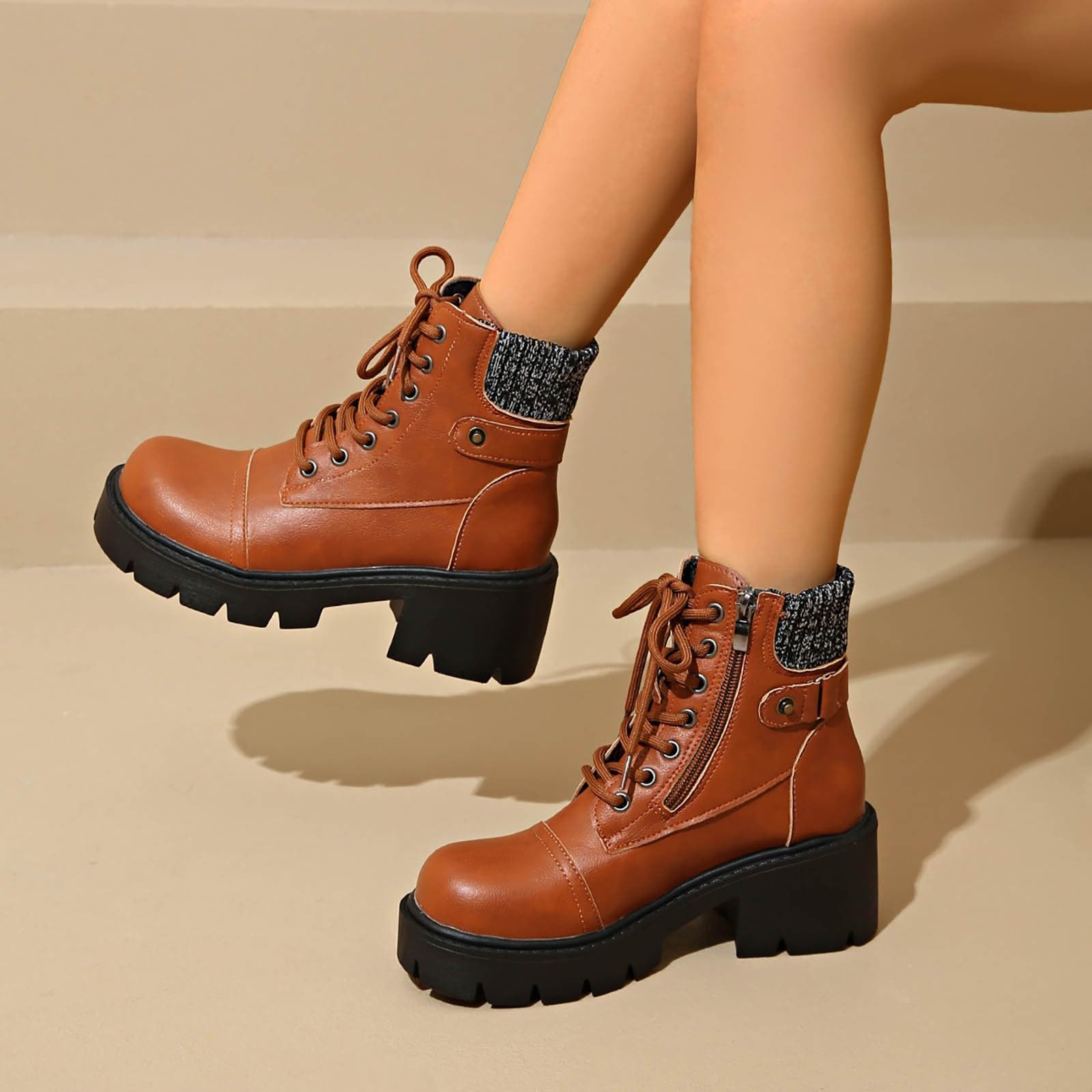 Stivali Donna Antiscivolo Stivaletti con Lacci Comodi Eleganti Stivaletto Leggero Robusti Antivento Versatili Stivali da Pioggia Autunno Inverno Stivaletti per Esterni Neve Trekking e Giardino