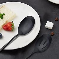 Vista 6 de AOOSY Juego de cucharas de servir de acero inoxidable mate negro de 8.7 pulgadas, cucharas de servir x 1, cucharas ranuradas x 1 Utilidades