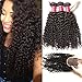 ALI JULIA Hair 3-pack Bundles 10A Malaysian Virgin Curly Hair Weft with 1pc Free Part 44 Lace Closure Unprocessed Human Hair Extensions Natural Color (14 16 18+12 inch closure)