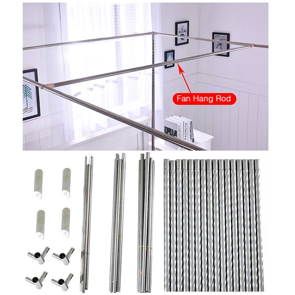 Telaio a baldacchino in Acciaio Inossidabile, Staffa per zanzariera, 4 Angoli Letto Post, Supporto da Letto con Motivo a Spirale Addensato con raccordi a T in Metallo,24mm,2×2.2m Bed