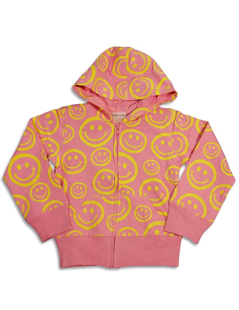 S.W.A.K. - Little Girls' Long Sleeve Smiley Face Jacket, Pink 24834-4