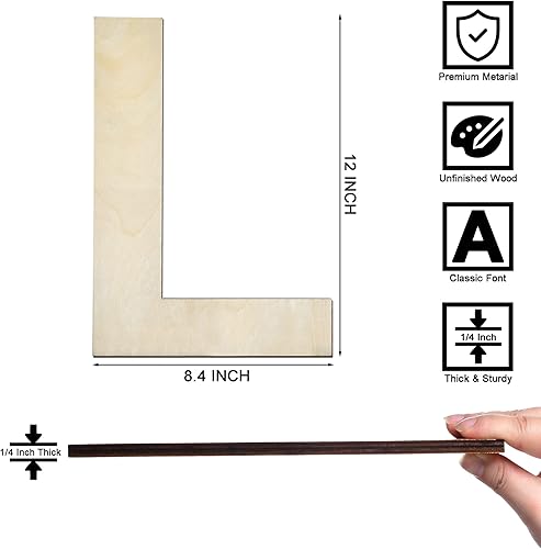 Vista 105 de Letra S de madera de 12 pulgadas, letra S de madera sin terminar de 1/4 de pulgada de grosor para decoración de pared del hogar, manualidades